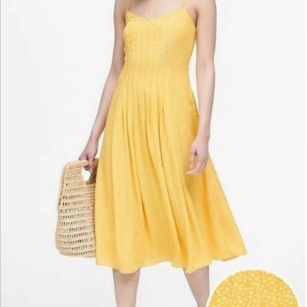 Banana Republic yellow playful midi sundress sz 12